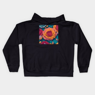 Colorful Flower Garden Pattern Design with a Modern Twist Kids Hoodie